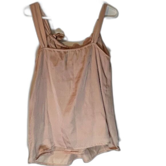 Loft Cottagecore Bohochic Light Pink Flower Applique Bow Lined Tank Top M - Picture 6 of 6